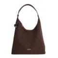 Retro brown matte suede hobo shoulder bag, large capacity autumn winter fashion commuter tote bag. - Coffee Brown