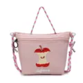 Cute cartoon embroidered nylon shoulder bag pink casual handbag for women daily travel - Pink