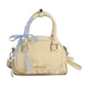 New 2025 spring summer Korean style sweet shoulder handbag soft leather crossbody bag - Yellow