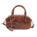 Retro patent leather bowling bag for women niche design versatile shoulder handbag - Brown