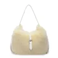 Stylish faux fur shoulder bag for women, cozy winter fluffy hobo handbag with metal lock. - Yellow