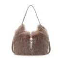 Fluffy Plush Shoulder Bag Khaki Grey Autumn Winter Fashion Women Handbag Crossbody Bag - Khaki