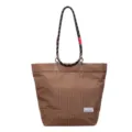 Brown grid tote bag for women men large capacity shoulder bag casual canvas handbag winter - Brown