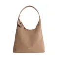 Retro matte suede large capacity shoulder bag chic solid color casual underarm tote handbag - Khaki