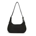 Chic black denim shoulder bag for women, trendy underarm hobo bag, casual daily crossbody purse. - Black