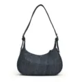 Classic dark blue denim underarm shoulder bag for women, versatile crescent hobo handbag. - Dark Blue