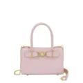 Pink crocodile pattern handbag with gold chain strap, elegant shoulder crossbody bag. - Pink