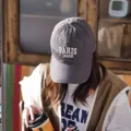 Gorra de béisbol de algodón para mujer con bordado, sombrero gris estilo vintage. - Circunferencia de Cabeza Ajustable / Gris