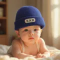 Baby winter warm knit beanie hat in deep blue color, stylish kids pull-on woolen cap. - 2-6 Years / Blue