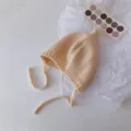 Bonnet tricoté pour nouveau-né bébé mignon pointu bonnet d'infant chaud d'hiver coton doux - Blanc Cassé