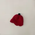 Cute kids warm knitted hat with earflaps and top pompom, solid red winter beanie. - 44-48cm / Red