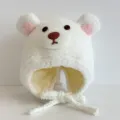 Cute plush bear ears winter warm hat for kids windproof fuzzy children fluffy caps - White Bear Plush - One Size