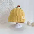 Cute yellow pumpkin baby knit hat, cozy autumn winter warm pullover children cap. - Yellow Pumpkin Hat