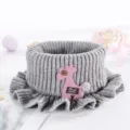 Children winter warm knitted neck warmer cute pink cartoon animal design soft baby windproof scarf - Gray Deer Neck Warmer
