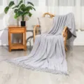 Nordic style knitted throw blanket with tassels, soft grey sofa blanket for home decor use. - Light Gray / Diamond Blanket [Light Gray] (127x180cm)