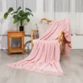 Pink knitted throw blanket with fringe, soft geometric sofa blanket for living room decor. - Pink / Diamond Blanket [Pink] (127x180cm)