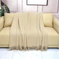 Nordic style knitted sofa throw blanket, beige decorative blanket for living room bed end. - Khaki / Doudou Blanket [Khaki] (127x180cm)