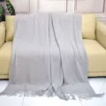Grey knitted blanket with tassels, Nordic style sofa throw for bedroom or living room. - Light Gray / Doudou Blanket [Light Gray] (127x180cm)
