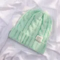 Women light green cable knit beanie winter warm soft cuff fashion daily skull cap hat - Light Green