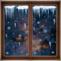 Adesivi per finestre di Natale fiocchi di neve blu statici decorazione festa invernale - Set di 2 BQ817+820