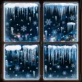Adesivi per finestre di natale fiocchi di neve ghiaccio blu per decorazioni festa - Set di 4 BQ(817-820)