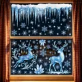 Natale inverno cervi blu fiocchi di neve adesivi per finestre, vetrofanie statiche. - Set di 4 BQ819+820+826+827