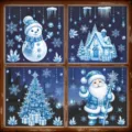 Adesivi per finestre di Natale inverno fiocco di neve blu pupazzo di neve babbo natale - Set di 4 BQ(821-824)