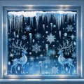 Pegatinas de ventana de Navidad de ciervo azul copo de nieve vinilo estático de vidrio - Combo de 3 Piezas (BQ817+818+828)