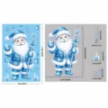 Adesivo per finestre statico Babbo Natale blu con motivi di fiocchi, misura 20x30 cm - Babbo Natale BQ823