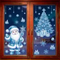 Adesivi per finestre di vetro di natale statici Babbo Natale fiocchi di abete decoro - Set di 2 BQ823+824