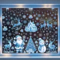 Adesivi per finestre Natale cervo di ghiaccio inverno pupazzo di neve decoro - Set di 8 BQ(821-828)