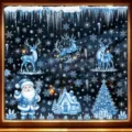 Adesivi per finestre di Natale cervo di ghiaccio blu Babbo Natale adesivo in vetro - Set di 9 BQ817+818+820+(822-827)