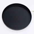 Minimalist black round metal storage tray for cosmetics, jewelry, and daily desktop organization. - Large Diameter 30*3cm / Black