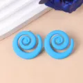 Bright blue swirl acrylic earrings, modern geometric statement ear studs for trendy daily wear. - Sky Blue