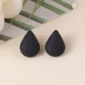 Minimalist matte black teardrop acrylic stud earrings, chic geometric daily ear jewelry. - Black