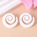 White swirl acrylic stud earrings, geometric exaggerated design details for women fashion. - White