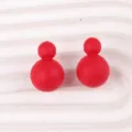 Red double sphere acrylic stud earrings simple niche candy color geometric jewelry women - Red
