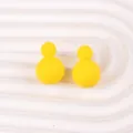 Minimalist yellow double ball acrylic stud earrings, candy color vintage fresh detail jewelry. - Yellow