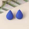 Blue teardrop acrylic stud earrings detail, minimalist cute ear jewelry for daily wear. - Sapphire Blue