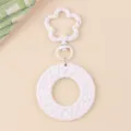 Porte-clés en acrylique tissé rond couleur bonbon style bohème joli fermoir floral sac - Blanc