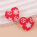 Pendientes de acrílico rojo con diseño de copo de nieve blanco joyería navideña para mujeres - Copo de Nieve Rojo