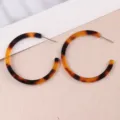 Boucles d'oreilles créoles en acrylique écaille de tortue style minimaliste géométrique femmes - Brun Foncé