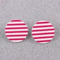 Pink and white striped circular acrylic stud earrings for women fashion jewelry accessory. - White and Red Stripes