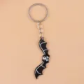 Halloween bat skull acrylic keychain, black glitter cute pendant, fashion metal ring keyring. - Skull Bat