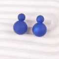 Blau doppelt Kugel Harz Ohrringe minimalistisch Bonbon Farbe geometrische Damen Schmuck Detail - Saphirblau
