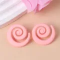 Pink candy color vortex round acrylic earrings geometric exaggerated ear jewelry for women - Pink