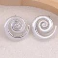 Boucles d'oreilles clous en metal argente design spirale geometrique tendance - Filetage en Spirale / Argent