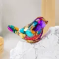 Resin crystal stone bird figurine, colorful gemstone gold foil craft desktop home decor - Shell