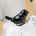 Kristal Hars Kleine Vogel Beeldje Obsidian Stijl Schattig Huis Bureau Ornament Decor - Obsidiaan