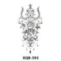 Adesivo per tatuaggio floreale in bianco e nero per metà braccio, elegante design con rose e viti. - XQB-593